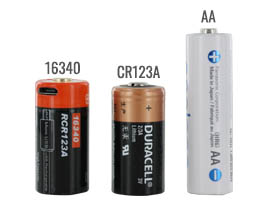 CR123A, RCR123A(16340), CR2, Lithium, Li-ion batteries in India